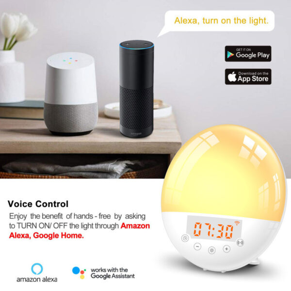 WiFi Voice Control Intelligent Alarm Clock, Sunrise Natural Wake-up Light - Image 9