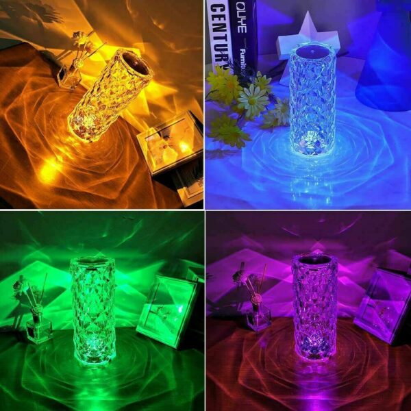 LED Crystal Table Lamp Diamond Rose Night Light Touch Atmosphere &Remote Control - Image 3