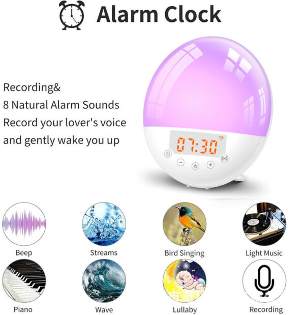 WiFi Voice Control Intelligent Alarm Clock, Sunrise Natural Wake-up Light - Image 3