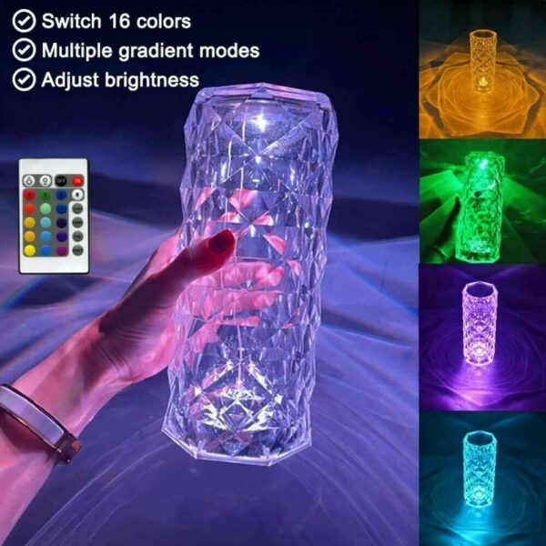 LED Crystal Table Lamp Diamond Rose Night Light Touch Atmosphere &Remote Control - Image 8