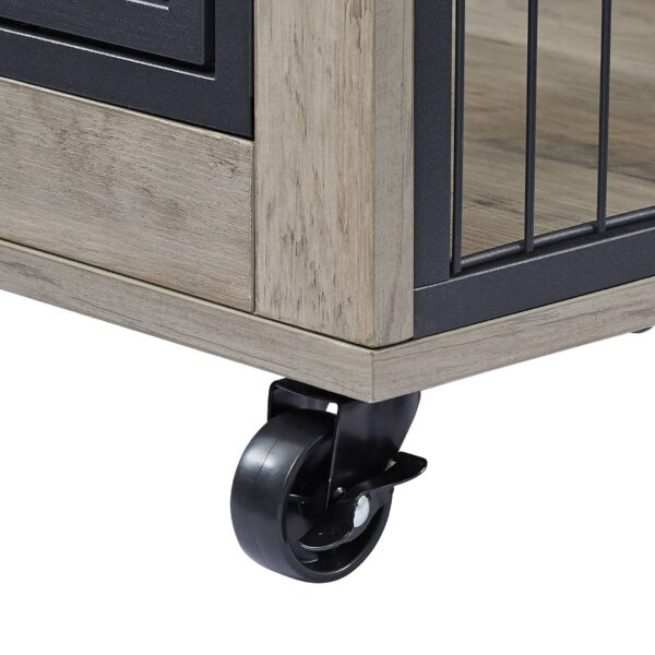 Dog Cage Crate With Double Doors On Casters Grey - Image 6