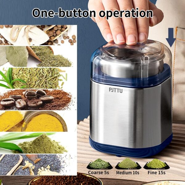 Electric Grinder For Herb,pice,Pollen And Coffee Fast Grinding For Flower Buds,Dry Spices,And Herbs Compact Size  Silver - Image 3