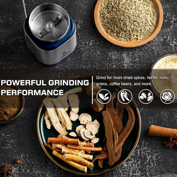 Electric Grinder For Herb,pice,Pollen And Coffee Fast Grinding For Flower Buds,Dry Spices,And Herbs Compact Size  Silver - Image 2