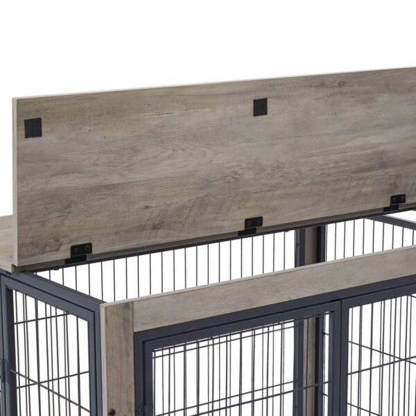 Dog Cage Crate With Double Doors On Casters Grey - Image 2