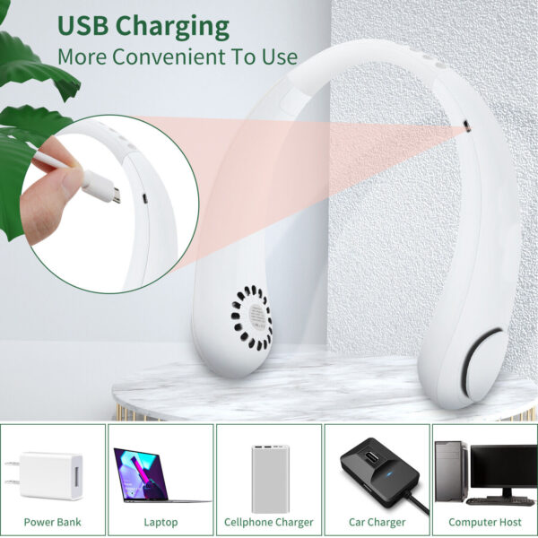 Hanging Neck Fan Portable Cooling Fan USB Leafless 360 Degree Neckband Fan 78 Surround Air Outlets 4000Mah Rechargeable - Image 2