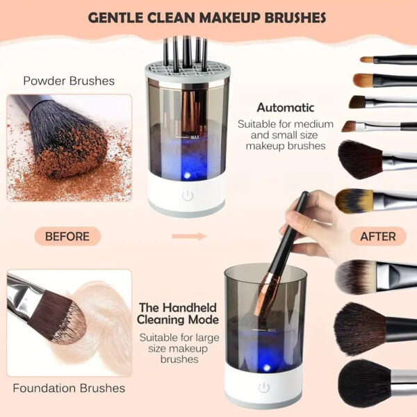 Makeup Brush Cleaner Automatic Rotating Makeup Brush Cleaner USB Portable Electric Cosmetic Makeup Brush Rotary Washing Machine - Image 2