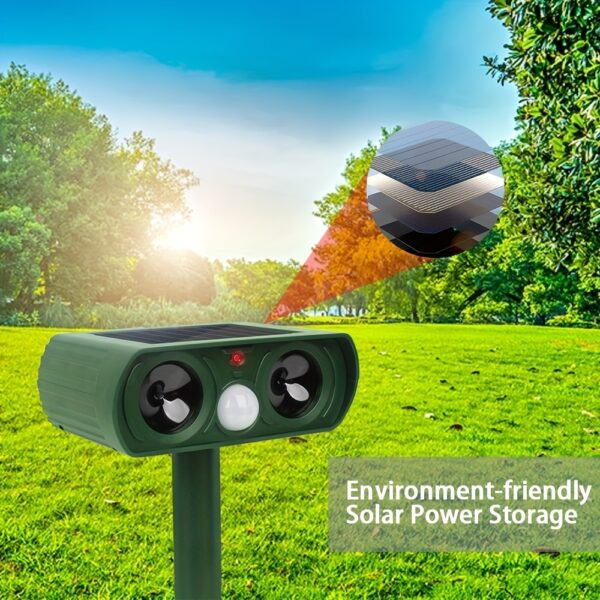 Animal Repellent, Solar Motion Sensor, Outdoor Farm, Garden, Courtyard Solar Power Ultrasonic Animal Repeller Pest Repellent Dog Cat Deer Raccoon - Image 5