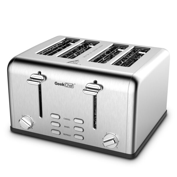 Prohibit Shelves In The Amazon. Toaster 4 Slice, Geek Chef Stainless Steel Extra-Wide Slot Toaster With Dual Control Panels Of Bagel,Defrost,Cancel Function,Ban Amazon - Image 7