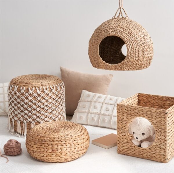 Weaving Rattan Square Cat Bed Cave - Image 7