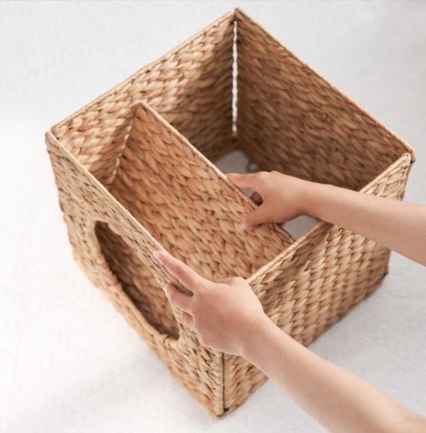 Weaving Rattan Square Cat Bed Cave - Image 4