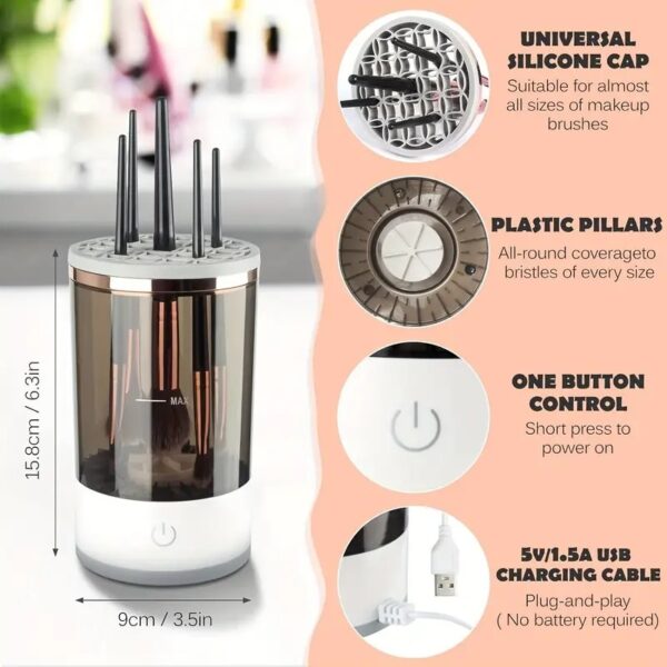 Makeup Brush Cleaner Automatic Rotating Makeup Brush Cleaner USB Portable Electric Cosmetic Makeup Brush Rotary Washing Machine - Image 6