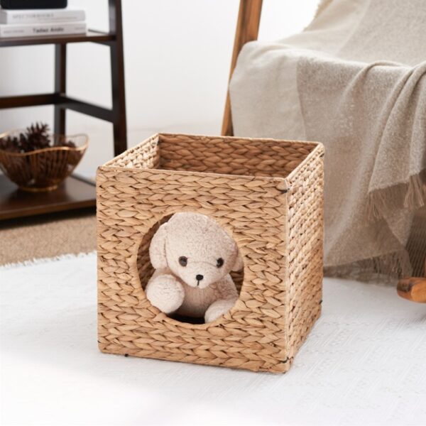 Weaving Rattan Square Cat Bed Cave - Image 2