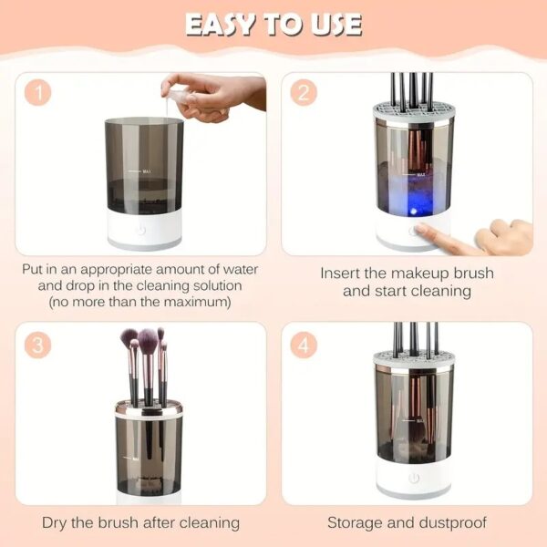 Makeup Brush Cleaner Automatic Rotating Makeup Brush Cleaner USB Portable Electric Cosmetic Makeup Brush Rotary Washing Machine - Image 7