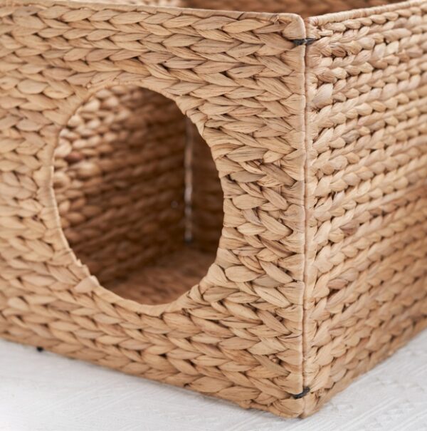 Weaving Rattan Square Cat Bed Cave - Image 6